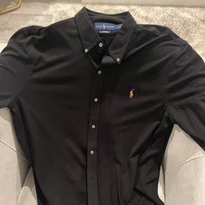 XL Mesh Pique Cotton - lightweight - Black Ralph Lauren Button-Down - New